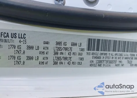 2015 Ram 1500 Tradesman from USA, damaged, VIN 1C6RR7FT9FS669797